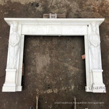 Western Natural White Marble Carved Fireplace Mantel